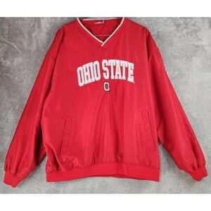 Ohio State Buckeyes Jacket Mens 2XL Red NCAA Football Pullover Windbreaker Vneck